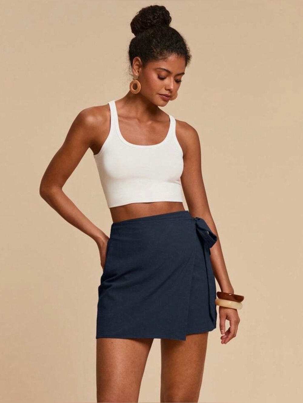 NWT Navy wrap skirt large